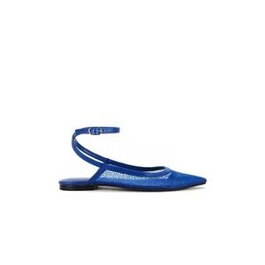 Free People Cobalt Blue Mesh Glitter Pointed Toe Ankle Strap Flat Shoes Size 8